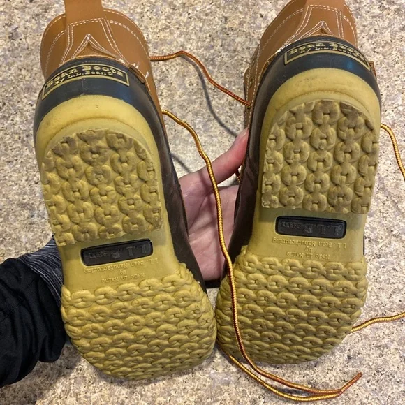 L. L. Bean Boots 8” Tan Brown 6M BM Waterproof Bottoms Duck Boots - Picture 11 of 17